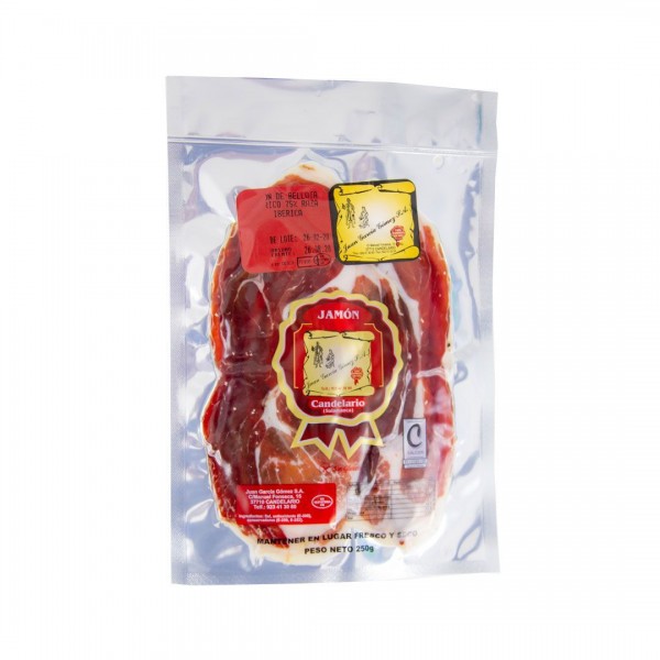 Jamón loncheado a máquina bellota iberico 75% raza ibérica peso 1 kg.