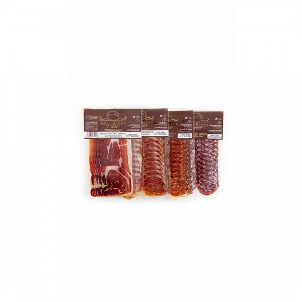 Lote jamón cebo 50% ibérico+embutidos ibéricos 6 sobres
