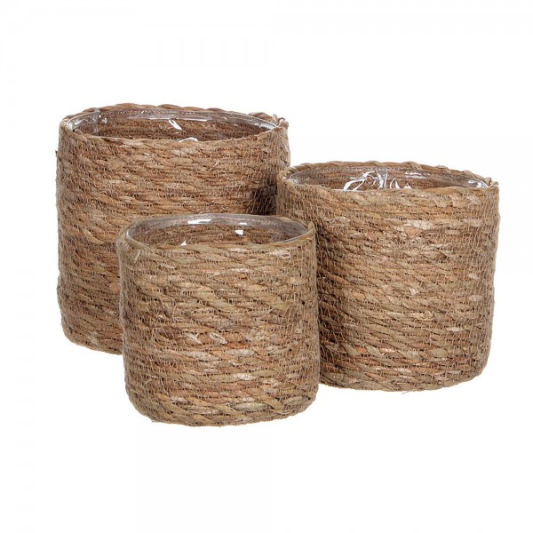 Cesta de mimbre modelo atlantic, set de 3 piezas, ø12 x 12 cm, ø14 x 14 cm, ø16 x 16 cm