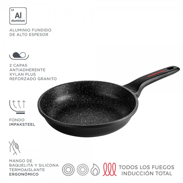 Sartén de aluminio alutherm negra ø20 cm