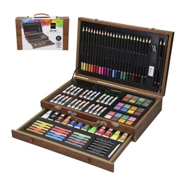 Set maletín arte madera 180 pcs