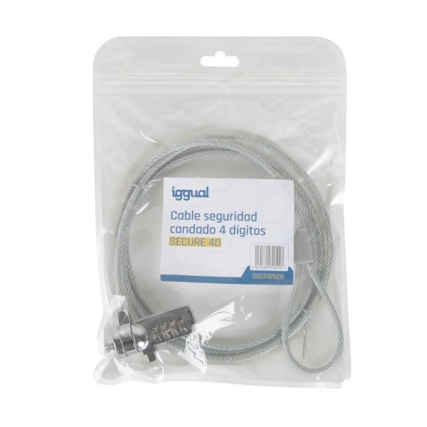 Iggual cable seguridad candado 4 dígitos secure 4d