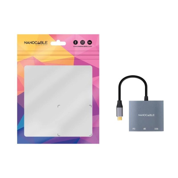 Nanocable conversor usb-c a hdmi/usb3.0/pd 15 cm